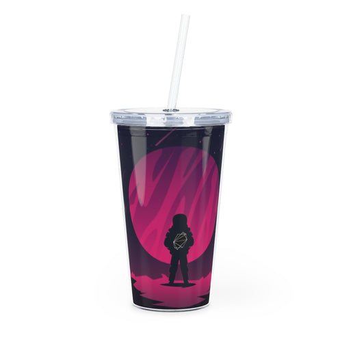Holding the Sphere Plastic Tumbler with Straw