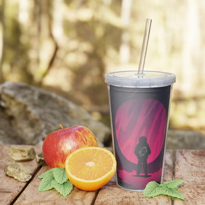 Holding the Sphere Plastic Tumbler with Straw